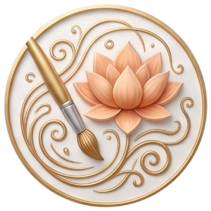 Watercolor paintbrush and lotus flower